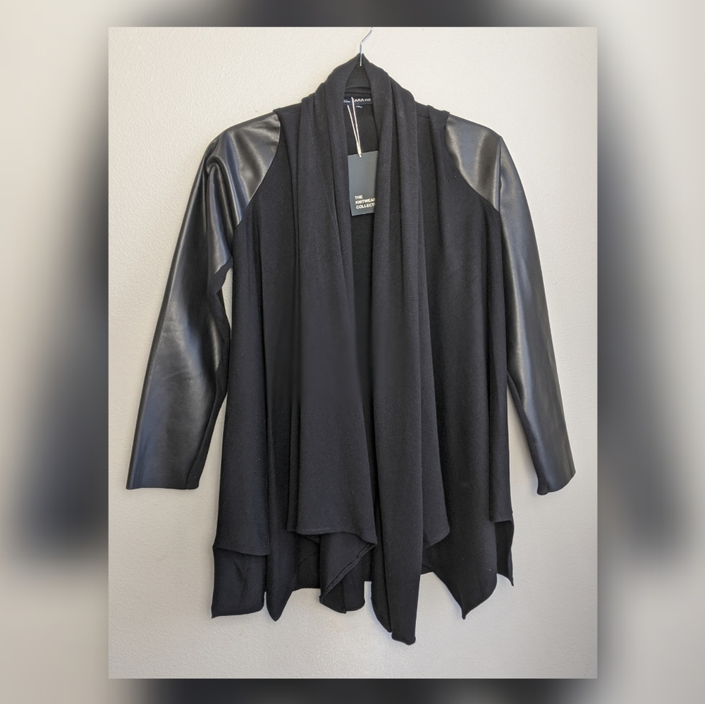 ZARA KNIT leather sleeves cardigan